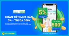  Hoàn tiền 5%, tối đa 500K khi thanh toán hoá đơn qua Ví Moca trên ứng dụng Grab 