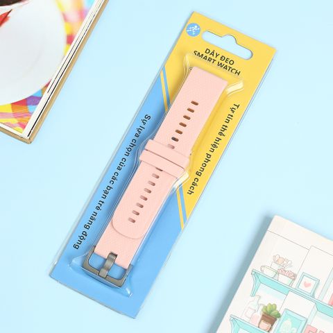 Dây silicone đồng hồ Samsung/Huawei/khác 22 mm hồng RZ-JM20