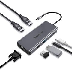  Đế Cắm Usb C 8 Trong 1 Với Hdmi Kép, Vga, 2 Usb 