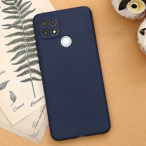 Ốp lưng Oppo A15/ A15s Nhựa dẻo Carbon Fibre TPU COSANO Navy