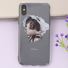  Ốp lưng iPhone X Nhựa cứng viền dẻo Cream COSANO SR171205 Mèo đội nón 