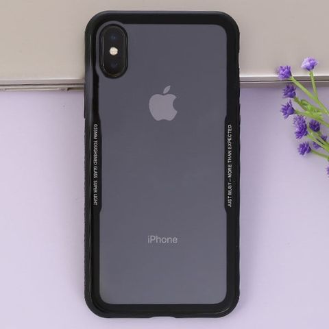 Ốp lưng iPhone X Nhựa dẻo Glass Simple Đen