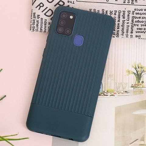 Ốp lưng Galaxy A21s nhựa dẻo Mix strip OSMIA Xanh Teal