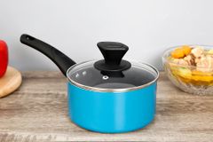  Quánh nhôm chống dính nắp kính 16 cm Hommy QE003-16 Xanh 