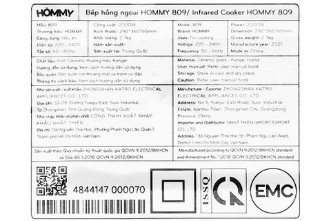 Bếp hồng ngoại HOMMY 809