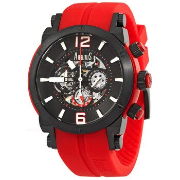 Arbutus Wall Street Black Dial Red Silicone AR606BRR