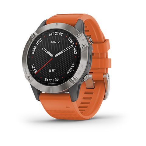 Đồng Hồ Garmin Fenix 6 - Sapphire Titanium With Ember Orange