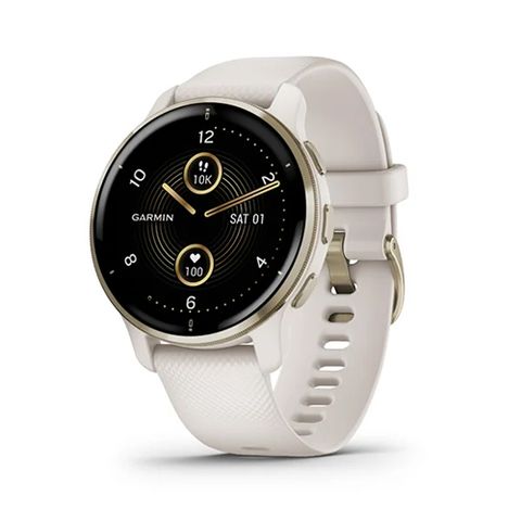 Đồng Hồ Garmin Venu 2 Plus- Cream Gold Stainless Steel Bezel