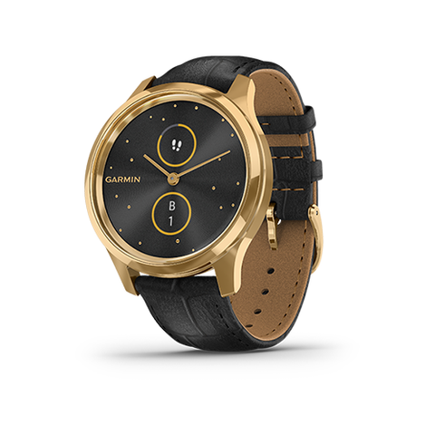 Đồng Hồ Garmin Vivomove Luxe - Gold Black Leather