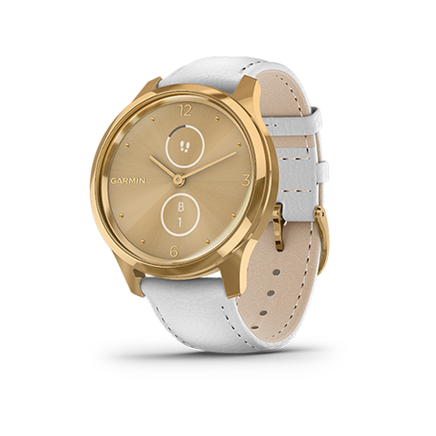 Đồng Hồ Garmin Vivomove Luxe - Gold White Leather