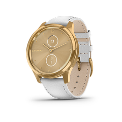  Đồng Hồ Thông Minh Garmin Vivomove Luxe - Gold-White/leather 