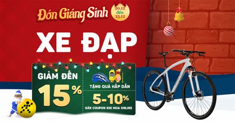 Giáng sinh rinh quà lớn: Xe đạp giảm đến 15% kèm bộ quà tặng hấp dẫn, săn thêm coupon 5-10% khi mua Online
