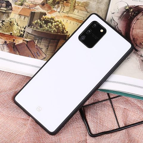 Ốp lưng Galaxy S10 Lite nhựa cứng viền dẻo Glass duo JM Trắng