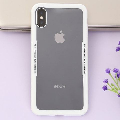 Ốp lưng iPhone X Nhựa dẻo Glass Simple Trắng