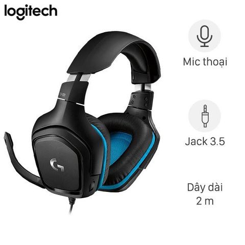 Tai nghe chụp tai Gaming Logitech G431 7.1 Đen Xanh