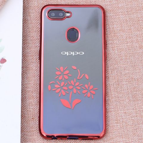 Ốp lưng Oppo F9 Nhựa dẻo Electroplating hoa COSANO đỏ