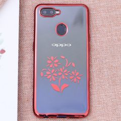  Ốp lưng Oppo F9 Nhựa dẻo Electroplating hoa COSANO đỏ 