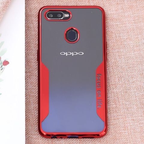 Ốp lưng Oppo F9 Nhựa dẻo Electroplating trong COSANO đỏ