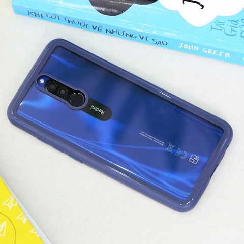 Ốp lưng Redmi 8 nhựa cứng viền dẻo GLASS SIMPLE JM Navy
