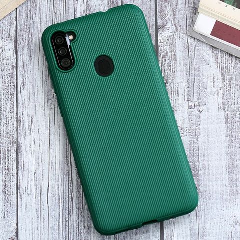 Ốp lưng Galaxy A11 Nhựa dẻo Line Pattern COSANO Xanh cây thông