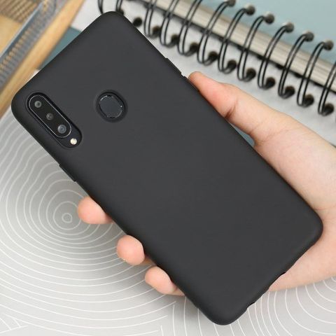 Ốp lưng Galaxy A20s Nhựa dẻo Silicone Felt COSANO Đen