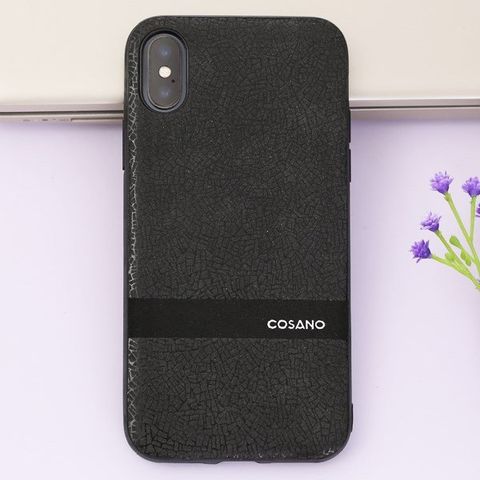Ốp lưng iPhone X Nhựa cứng viền dẻo Superdry Skin PU COSANO Đen