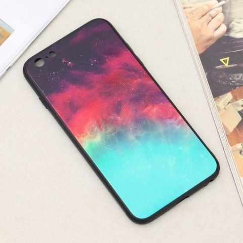 Ốp lưng iPhone 6/6s+ Nhựa cứng viền dẻo Tempered glass OSMIA CKTG555 Thiên hà