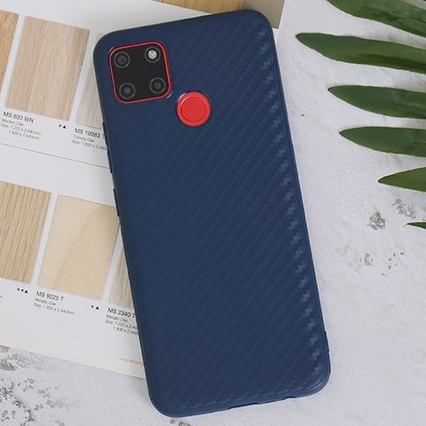 Ốp lưng Realme C12 Nhựa dẻo Vigour Carbon Fiber COSANO Navy