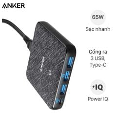  Adapter sạc 4 cổng USB Type C PD 65W Anker PowerPort Atom III Slim A2045 Đen 