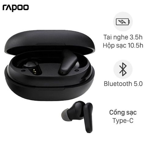 Tai nghe Bluetooth True Wireless Rapoo I100 Đen