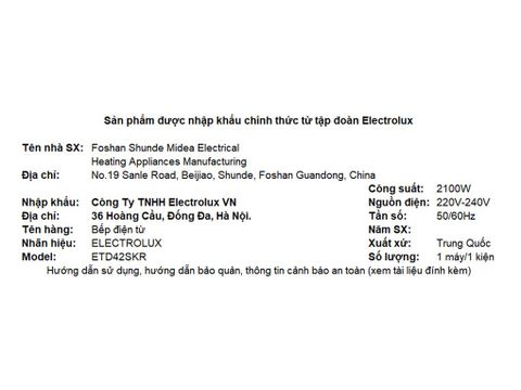 Bếp điện từ Electrolux ETD42SKR