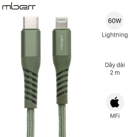 Cáp Type C - Lightning MFI 2m Mbest DS948-WB Xanh Rêu