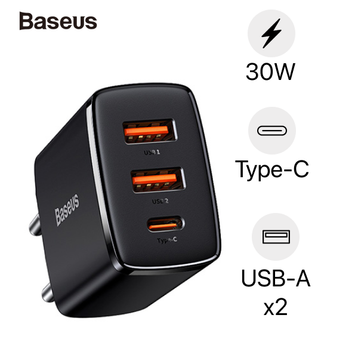 Củ sạc Baseus Compact 30W 3 cổng 2 x USB-A + USB-C