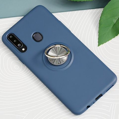Ốp lưng Galaxy A20s Nhựa dẻo Ring Silicone COSANO Xanh navy