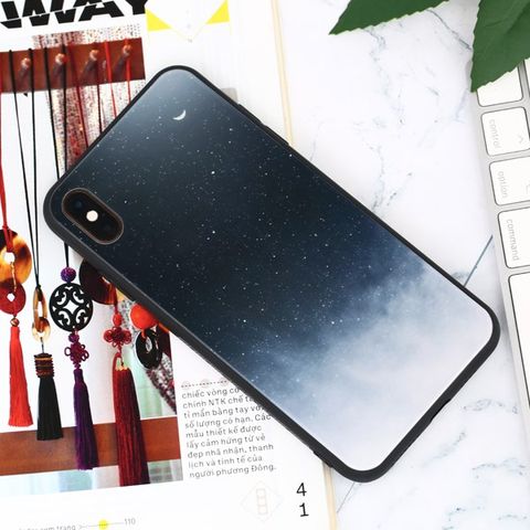 Ốp iPhone XS Max cứng viền dẻo Tempered Glass COSANO SRM511 Trắng Đen