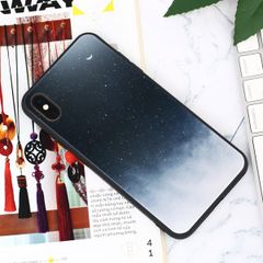  Ốp iPhone XS Max cứng viền dẻo Tempered Glass COSANO SRM511 Trắng Đen 