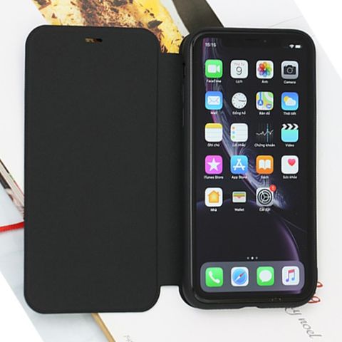 Ốp lưng iPhone XR Nắp gập Stand flip MEEKER Đen