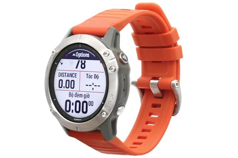 Đồng hồ thông minh Garmin Fenix 6 dây silicone viền Titanium