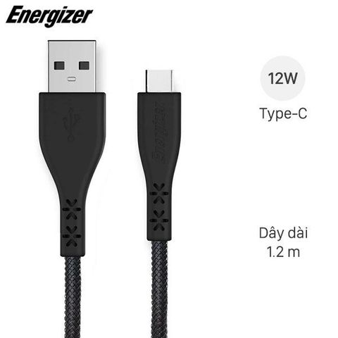 Cáp Type-C 1.2 m Energizer C41C2AGBKT Đen