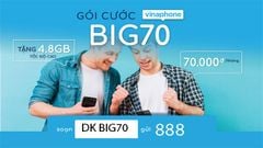  Đăng ký gói BIG70 4G VinaPhone: nhận 4.8GB/tháng, chỉ 70K 