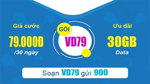Đăng ký gói VD79 VinaPhone: nhận 30GB, 30 phút ngoại mạng và gọi thả ga