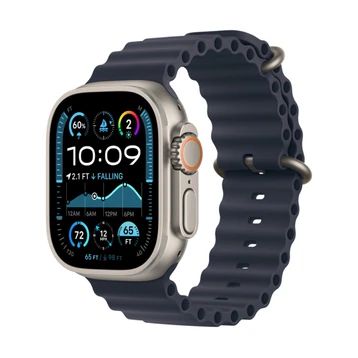Ốp viền + Dây đeo Apple Watch Ocean Band 49 Mm M/L Navy - Natural Titanium Case Finish