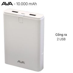  Pin sạc dự phòng 10.000 mAh AVA DS421-WB Trắng 
