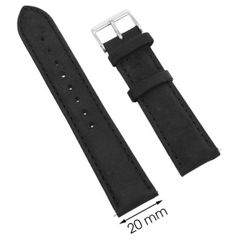  Dây da đồng hồ size 20 mm đen G027 
