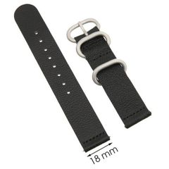  Dây da đồng hồ size 18 mm đen G041 