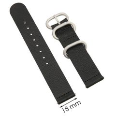  Dây da đồng hồ size 18 mm đen G041 