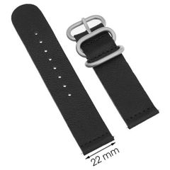  Dây da đồng hồ size 22 mm đen G041 