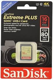 Sandisk Extreme Plus Sdhc/Sdxc Uhs-I Memory Card 16 Gb