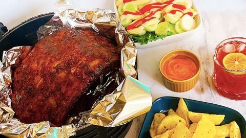Cách làm sườn nướng tảng đơn giản, hấp dẫn bằng nồi chiên không dầu