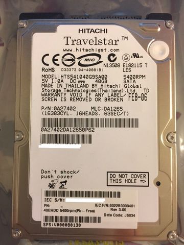 Hdd Hitachi Sata 40Gb - 2.5'